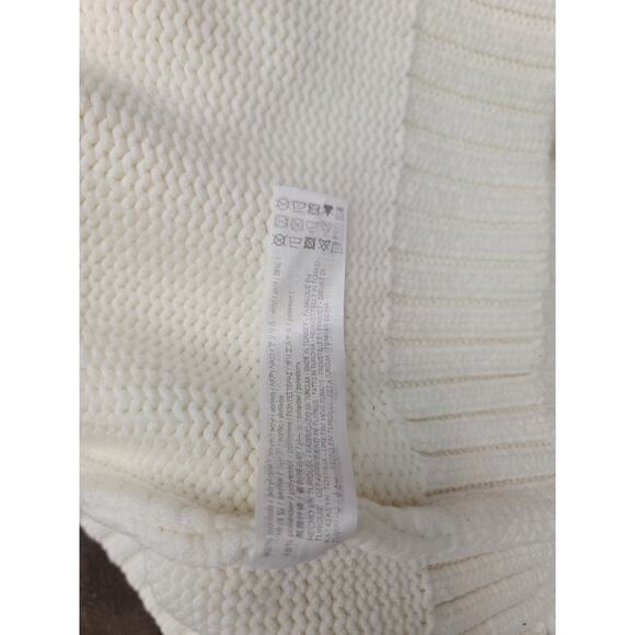 ZARA Thick Knit Polo Sweater Womens Large Semi Crop Pocket Cream Cottagecore - Picture 10 of 10